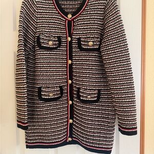 Mango Black and Red Textured Cardigan